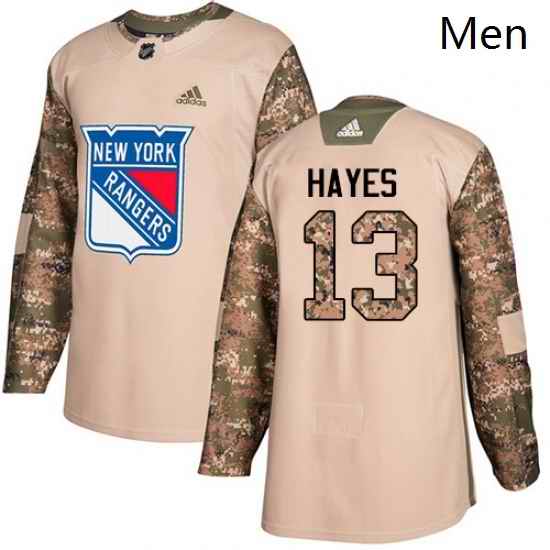 Mens Adidas New York Rangers 13 Kevin Hayes Authentic Camo Veterans Day Practice NHL Jersey